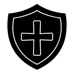 Obraz premium Shield with Cross Symbol Vector for Security and Protection