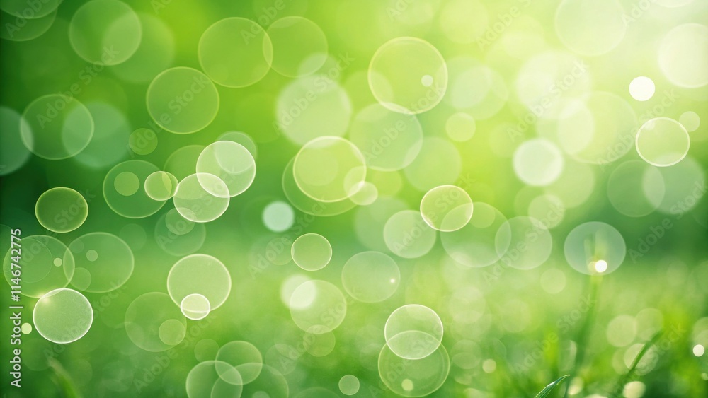 Aufkleber Abstract Green Bokeh Background with Soft, Circular Lights and a Hint of Grass