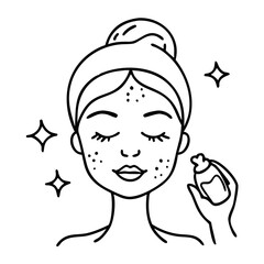  Skincare Routine Illustration with Woman and Beauty Product Vector