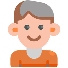 Obraz premium Smiling Cartoon Character with Brown Hair and Orange Outfit Vector Illustration