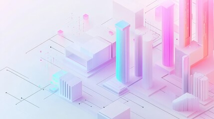 Fototapeta premium Minimalist isometric bar chart in soft colors, [business visualization], [focusing on clarity and simplicity in data] 