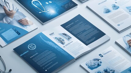 Set medical brochure and flyer design templates, ideal for healthcare presentations, reports, and promotional material