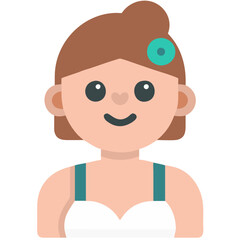 Obraz premium Smiling Cartoon Woman Portrait with Brown Hair and Teal Hairpin Vector Art