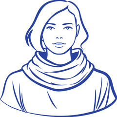  Elegant Woman Portrait in Minimalist Vector Art for Design Projects