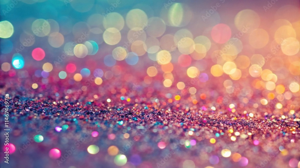 Poster Abstract Blurred Background of Shimmering Glitter With Out of Focus Bokeh Lights in Vibrant Colors
