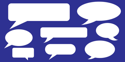 Obraz premium Set of speech bubbles. Speak bubble text, cartoon chatting box, message box. Blank empty vector white speech bubbles. Cartoon balloon word design. Blank empty vector white speech bubbles. Speak 
