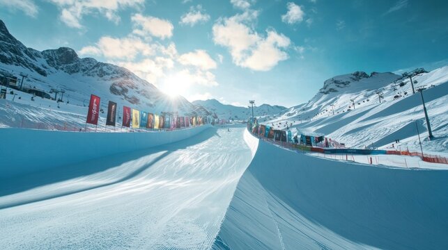 stunning alpine snowboard cross track winter sports mountain sce