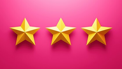 Obraz premium Five-Star Customer Feedback For Website Employee, Realistic Yellow And Pink Design For Mobile Applications.