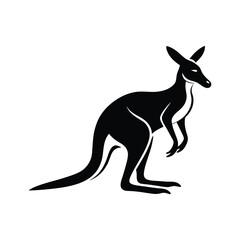 kangaroo silhouette vector icon on white background 