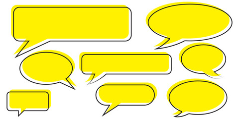 Obraz premium Simple speech bubble set drawn with lines. Chat Bubble Icon set. Chat, message, message, sms, chat, chatting, talk line icon vector illustration. Yellow speech bubble icon set. yellow message box icon
