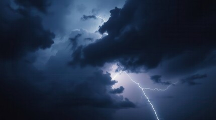 Intense Dramatic Weather with Stormy Skies and Lightning Strikes