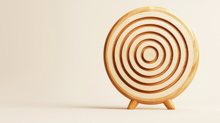 Leadership, Polished wooden bullseye with concentric circles on light background