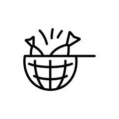 Fish net line icon. Special fishing equipment. Fishing contest. Vector isolated outline drawing.