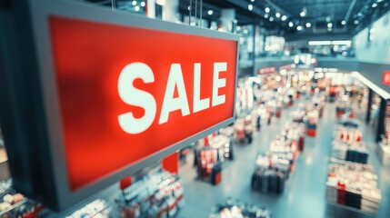 Obraz premium Sale promotion message in store during holiday shopping season