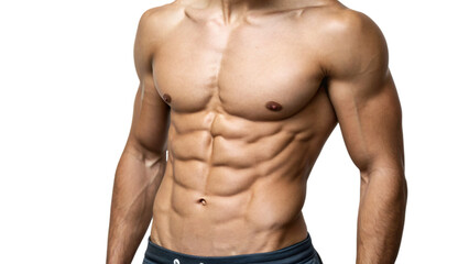 Fototapeta premium Muscular male torso with defined abs, showcasing a fit and athletic physique