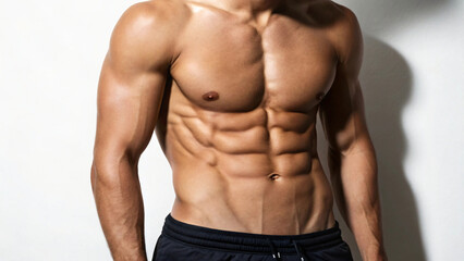 Fototapeta premium Muscular male torso with defined abs, showcasing a fit and athletic physique