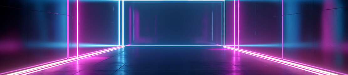 Electric interior design concept with neon lights, modern and futuristic aesthetic for creative visuals.