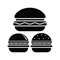 set of burger silhouette vector illustration on white background