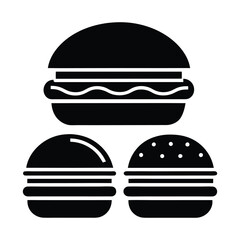set of burger silhouette icons vector illustration on white background