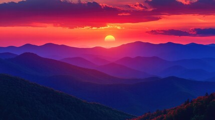 Fototapeta premium stunning sunset over the smoky mountains