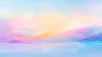 Obraz premium Subtle ocean horizon at sunrise with soft pastel colors blending into the sky, for a serene background