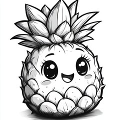 Cute cartoon pineapple illustration.