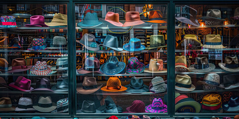 Storefront Display of Diverse Hats