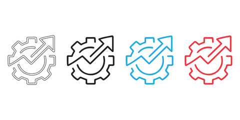 monochromatic vector icon an upward-pointing graph arrow seamlessly integrated with a gear growth and improvement icon symbol