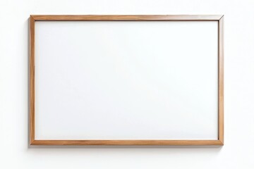 Obraz premium A simple wooden-framed blank board mounted on a wall, ideal for notes, drawings, or presentations.