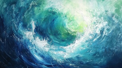 ocean wave painting abstract blue green sea art