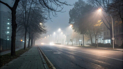 Foggy Cityscapes: Atmospheric Urban Scenes with Dense Mist and Ethereal Fog