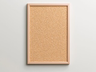 Fototapeta premium A simple cork board framed in wood, ideal for pinning notes, photos, or reminders in a home or office setting.