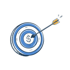 Bullseye target with dollar sign for setting savings goals.