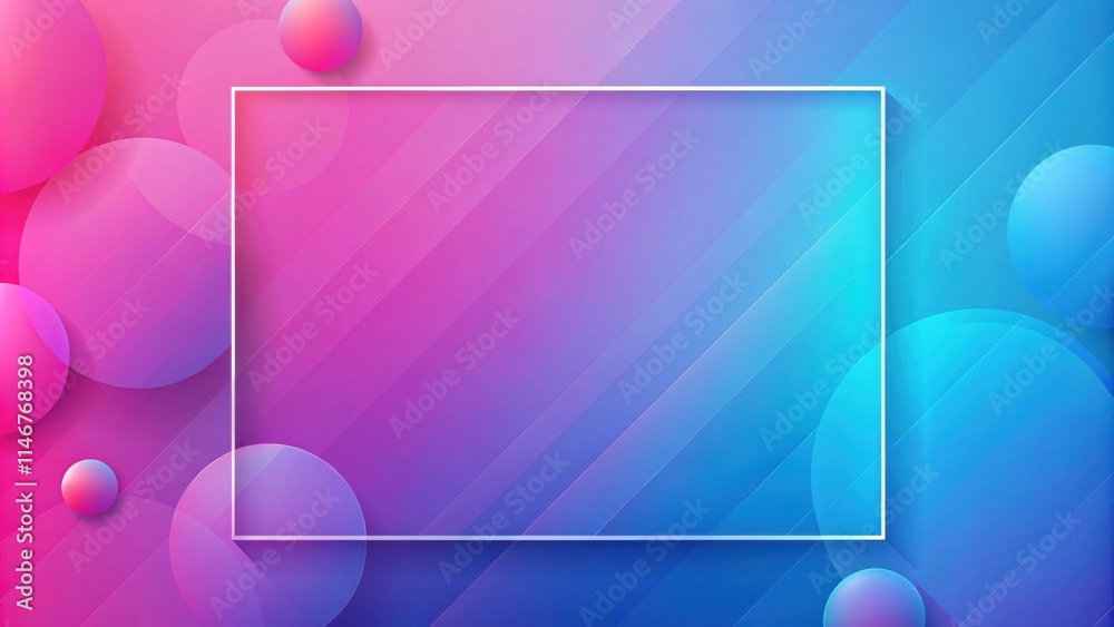 Leinwandbilder Abstract Gradient Background with Geometric Shapes and Empty Frame for Text or Logo