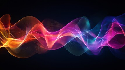 Intersecting multi-colored light rays forming an abstract pattern over a jet-black background, glowing with high intensity