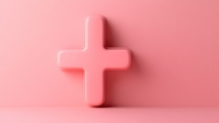 Obraz premium Pink plus sign on pink background.