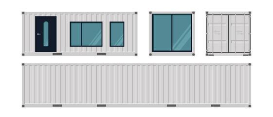 White container house. Vector illustration. Isolated on a white background.	
