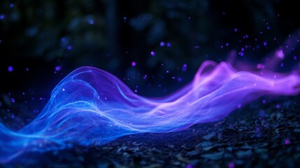 Neon blue and purple ray light overlay with smooth gradients, glowing softly against a dark black backdrop