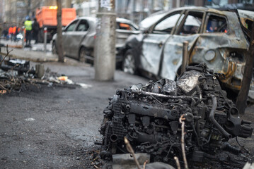 “Kyiv, Kyiv region Ukraine-20.12.2024:Consequences of the Russian military attack on Kyiv . It is known that the enemy shelled the capital with both ballistic missiles and drones.”