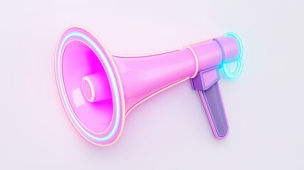 A vibrant pink megaphone with glowing accents, perfect for capturing attention and adding a playful touch to announcements or events.