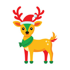 christmas reindeer with red ribbon