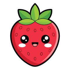 Obraz premium kawaii-strawberry-on-a-white-background--black---a.eps