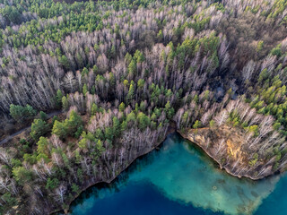 Naklejka premium Jaworzno, Polska, krajobraz atrakcyjnych okolic miasta z pięknymi lasami i krystalicznie czystymi jeziorami
