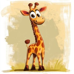Obraz premium Adorable Baby Giraffe Standing in Grassy Field