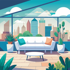 Fototapeta premium White sofa and coffee table on a balcony