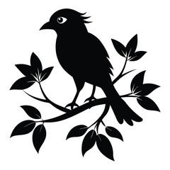 uguisu-on-tree-wood-white-background-silhouette-ve.eps
