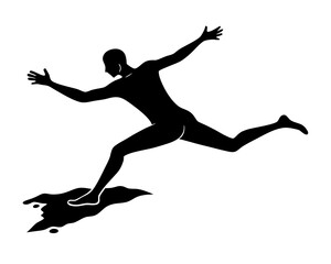 jumper black silhouette vector with white background