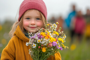 Portrait of a small child on spring easter celebrations generative ai