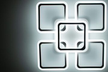 Illuminated rectangles on a dark background. 3d rendering
