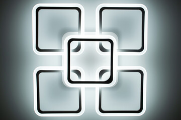 Illuminated rectangles on a dark background. 3d rendering